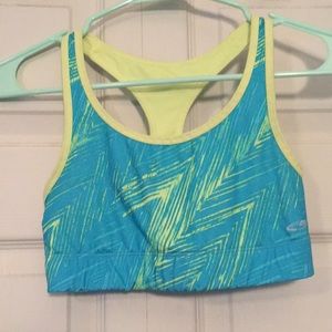 Teal and green sports bra